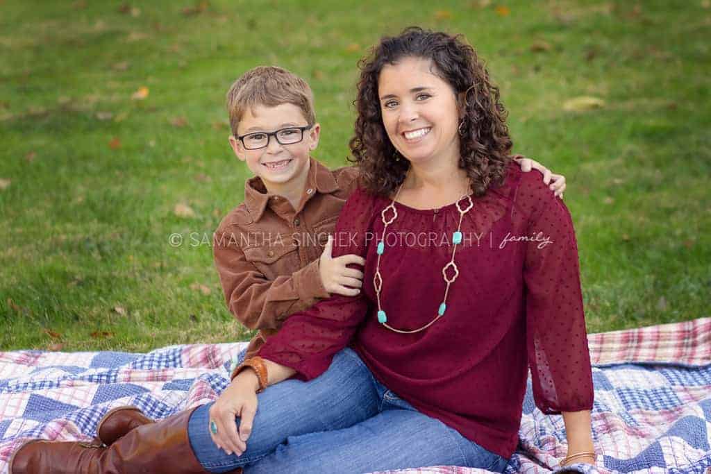 mother poses with son