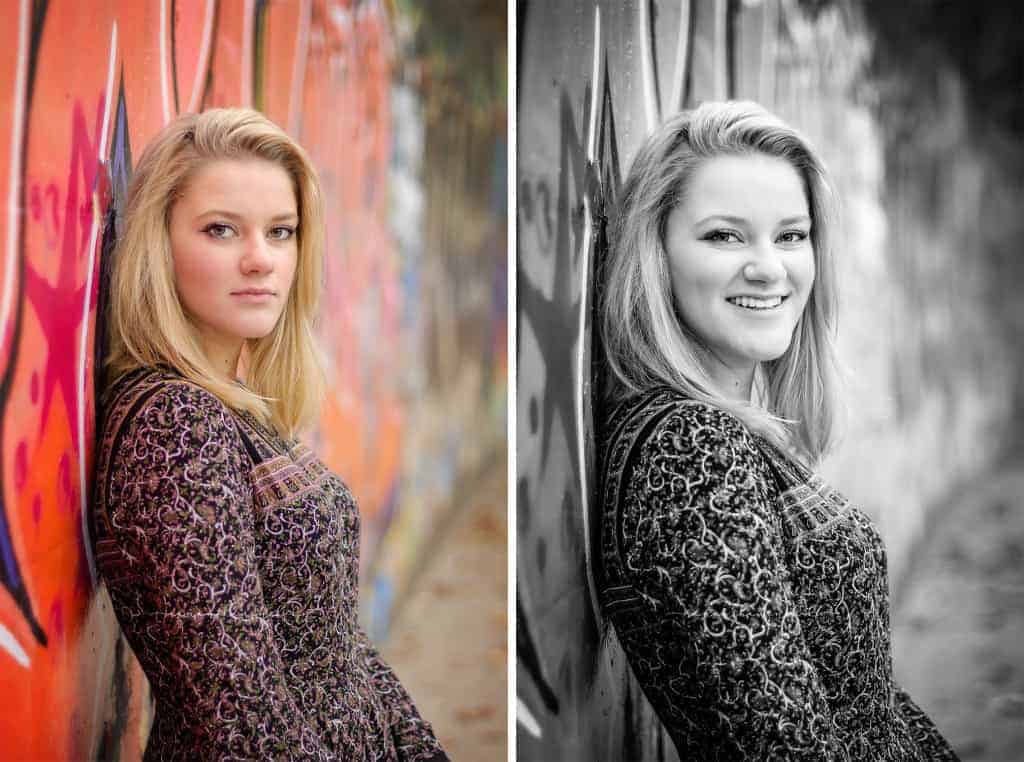 mason high school senior leans against graffiti wall in cincinnati ohio