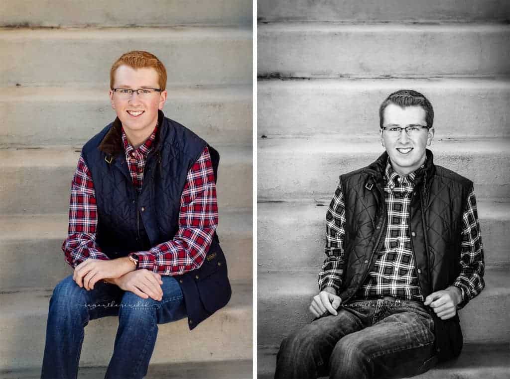 various senior boy poses from ault park senior session