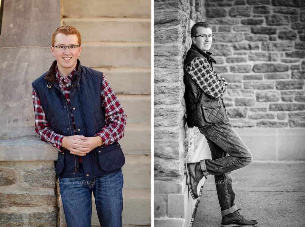 various senior boy poses from ault park senior session