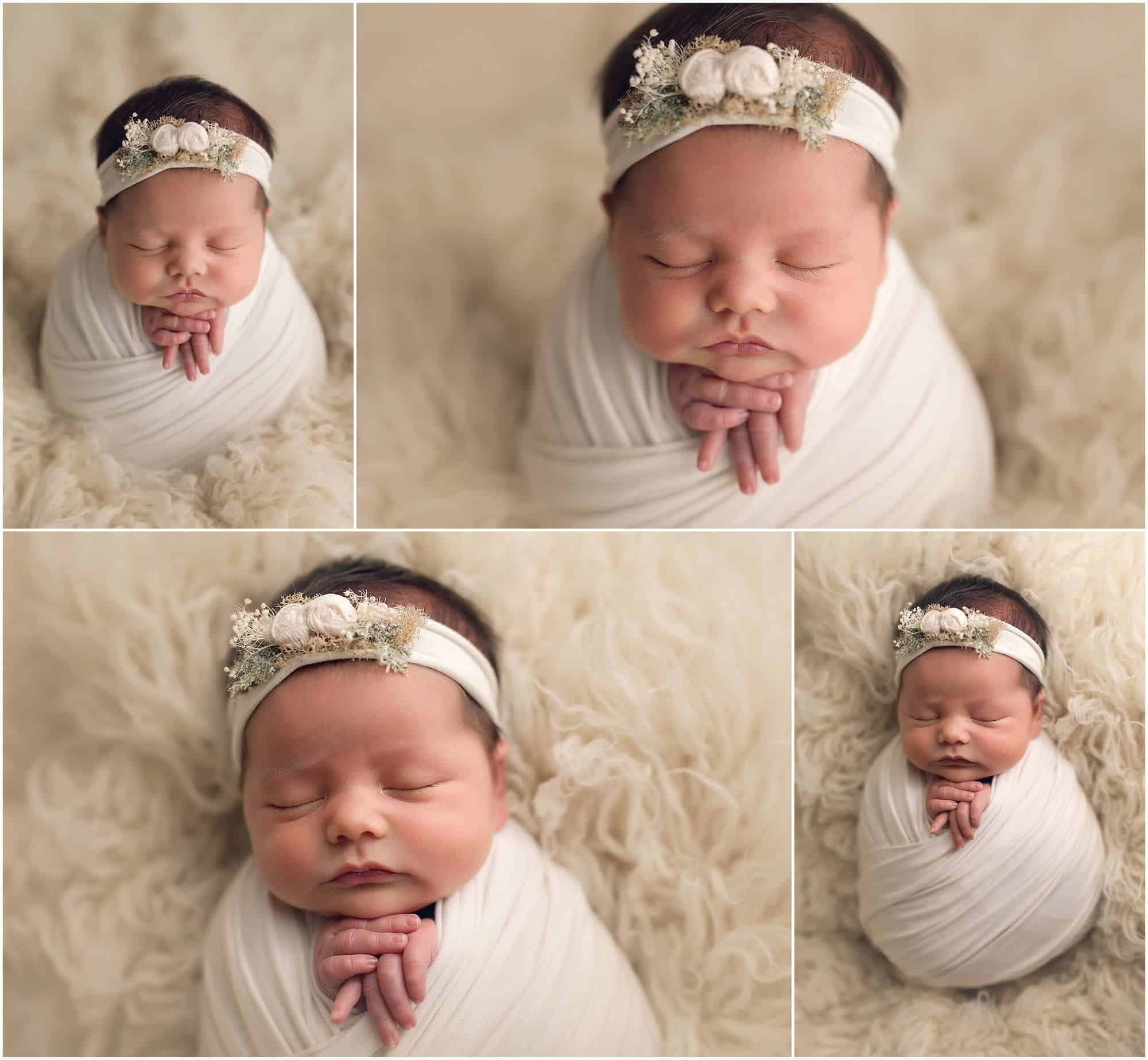 top rated cincinnati newborn photographer Samantha sinchek captures baby girl at her loveland ohio studio